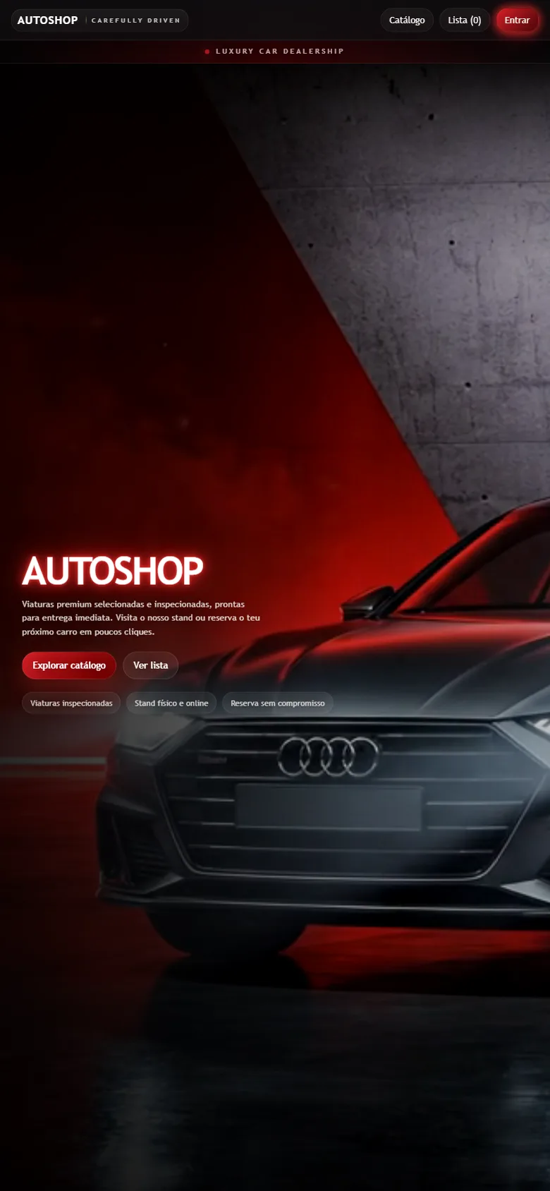 AutoShop — stand automóvel, visto no telemóvel