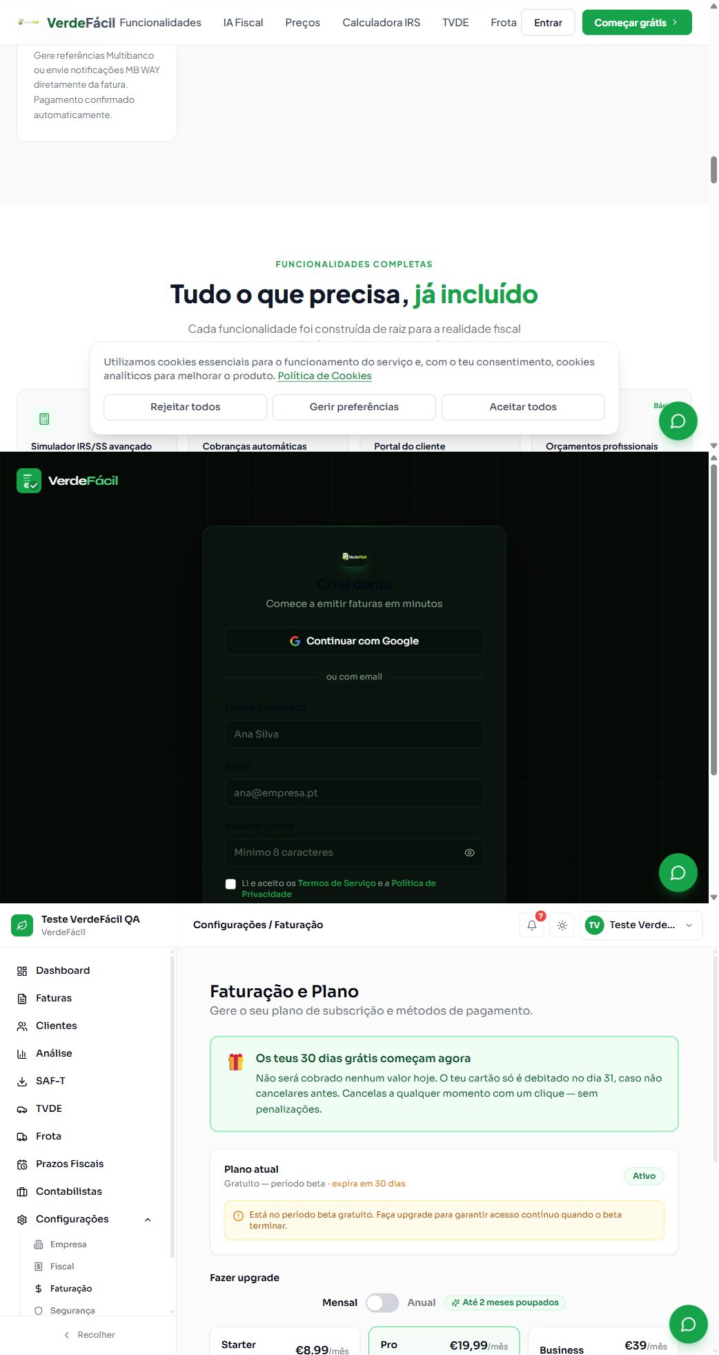 Website da aplicação VerdeFácil